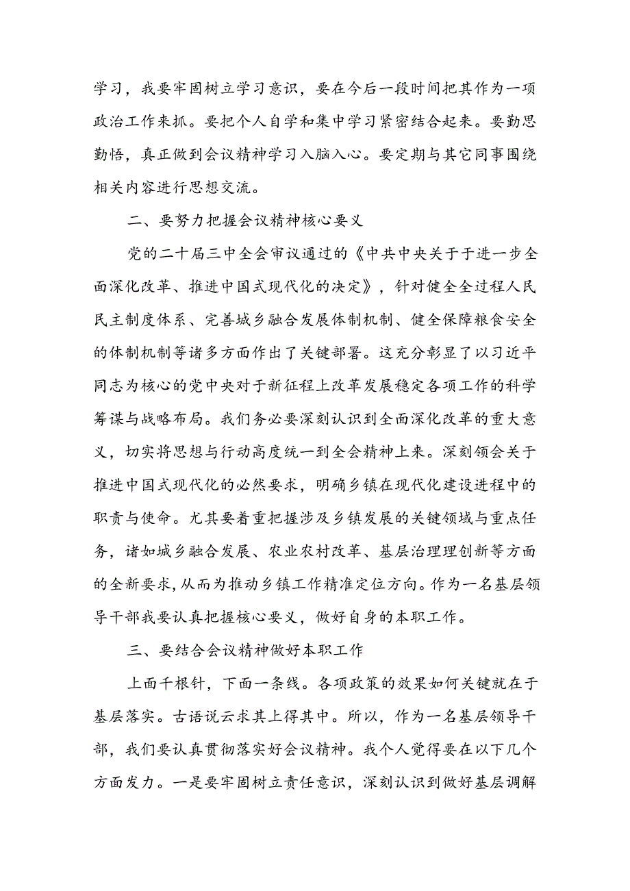 乡镇司法所所长学习贯彻党的二十三中全会精神研讨发言心得体会2篇.docx_第2页