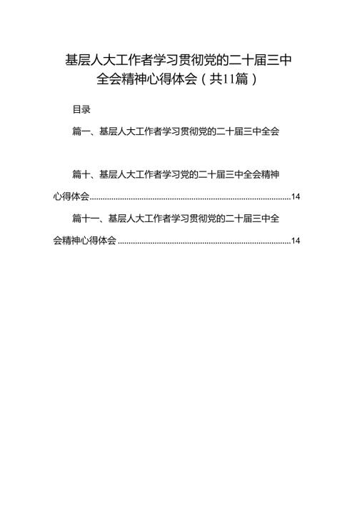 （11篇）基层人大工作者学习贯彻党的二十三中全会精神心得体会（详细版）.docx