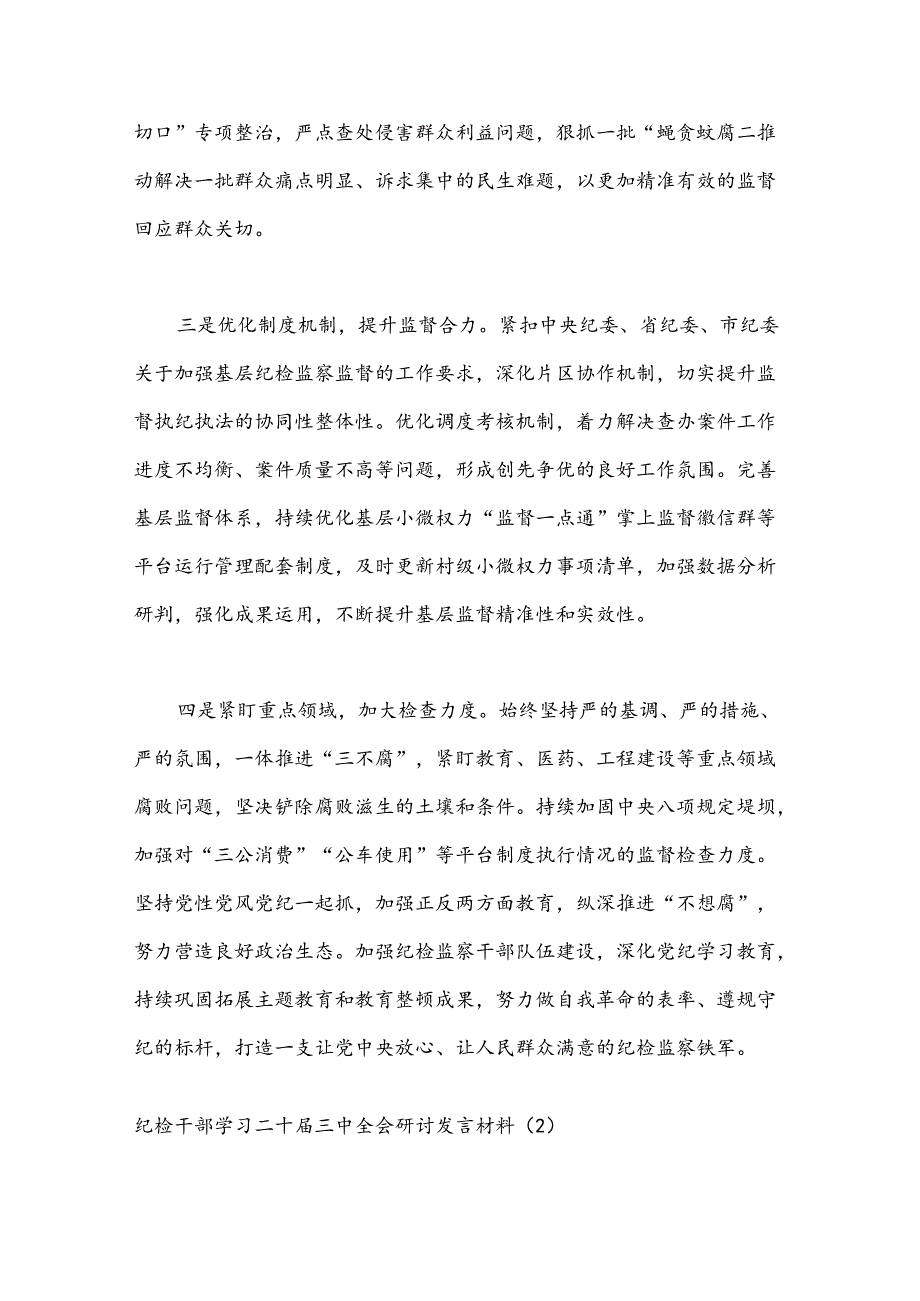 （10篇）纪检干部学习二十三中全会研讨发言材料.docx_第2页