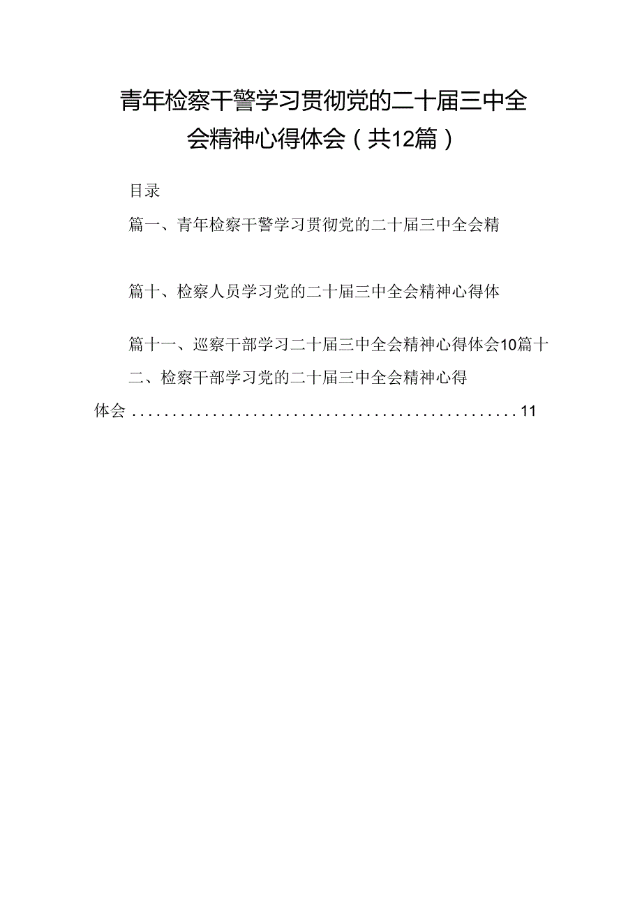 青年检察干警学习贯彻党的二十三中全会精神心得体会12篇（详细版）.docx_第1页