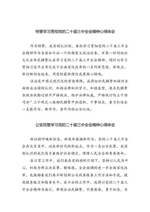 （9篇）特警学习贯彻党的二十三中全会精神心得体会范文.docx