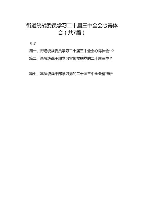 街道统战委员学习二十三中全会心得体会7篇（详细版）.docx
