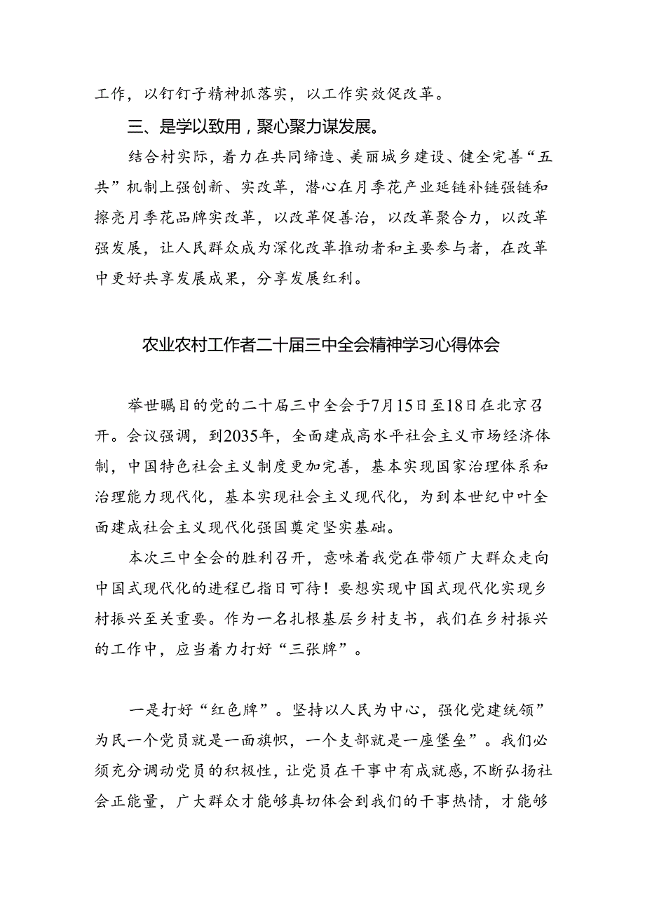 （9篇）基层驻村干部学习二十三中全会专题研讨材料范文.docx_第3页