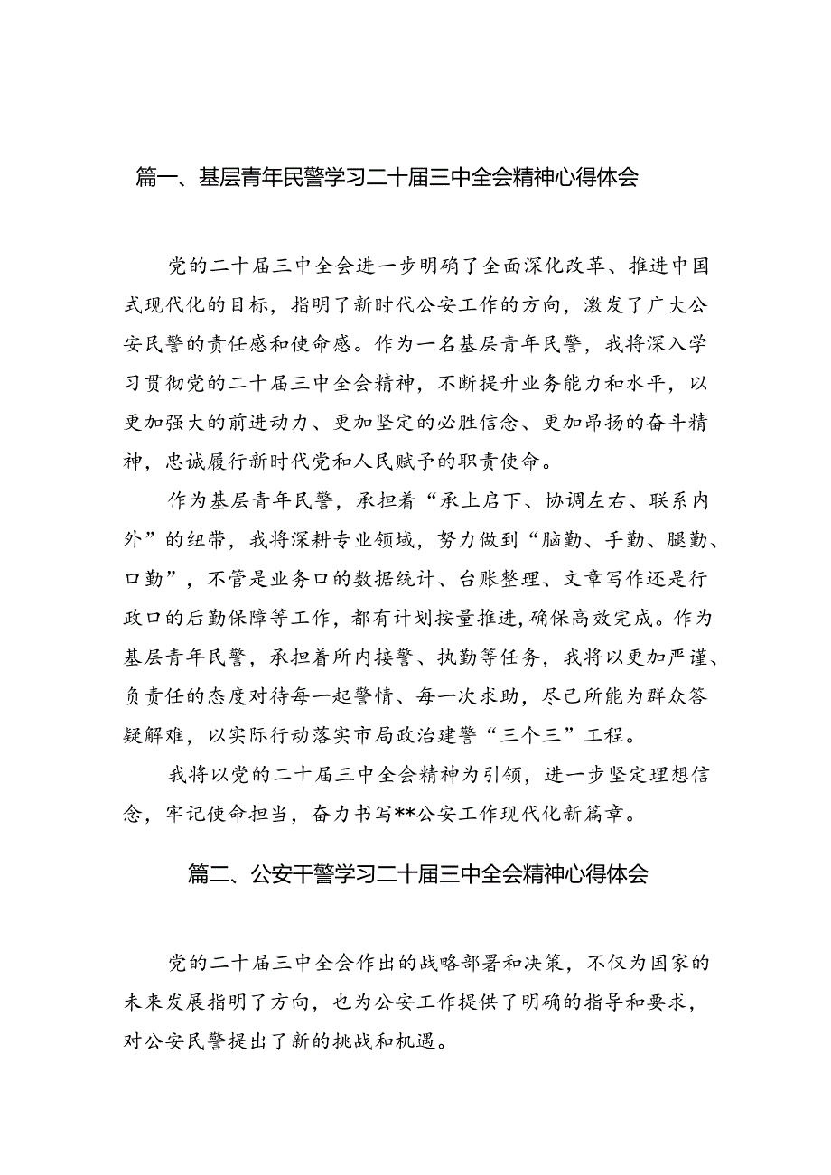 （10篇）基层青年民警学习二十三中全会精神心得体会范文.docx_第2页