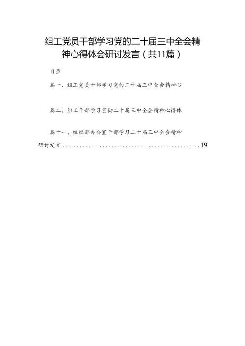 （11篇）组工党员干部学习党的二十三中全会精神心得体会研讨发言集合.docx
