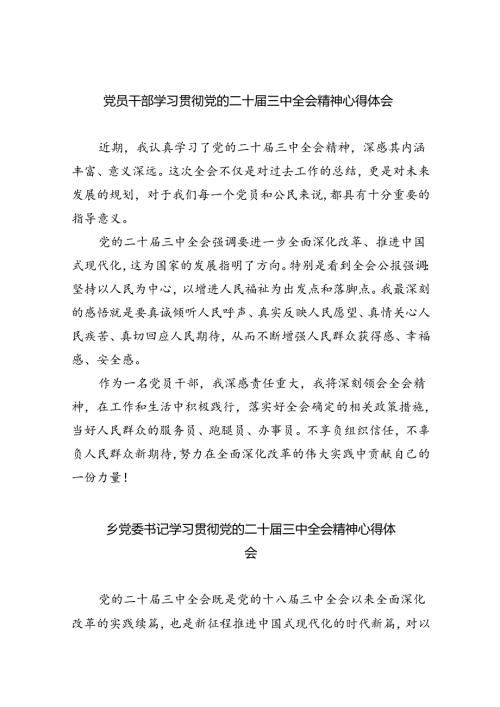 （9篇）党员干部学习贯彻党的二十三中全会精神心得体会（精选）.docx