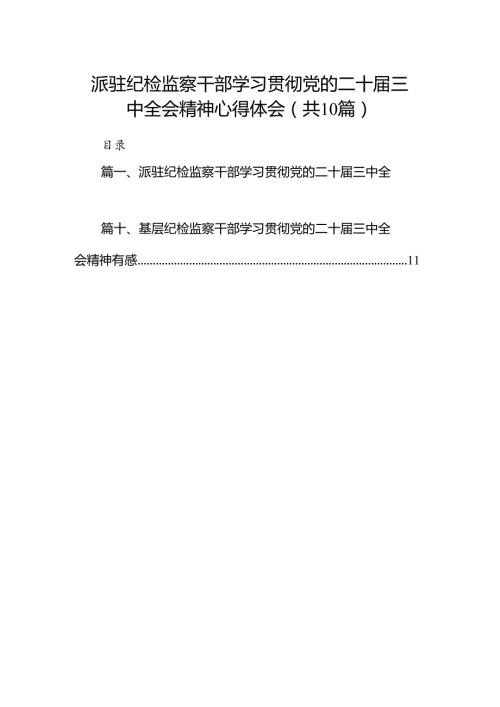 （10篇）派驻纪检监察干部学习贯彻党的二十三中全会精神心得体会（详细版）.docx