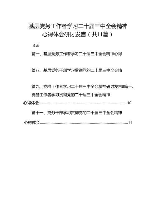 （11篇）基层党务工作者学习二十三中全会精神心得体会研讨发言范文.docx