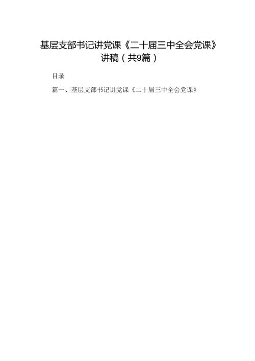 (9篇)基层支部书记讲党课《二十三中全会党课》讲稿（详细版）.docx