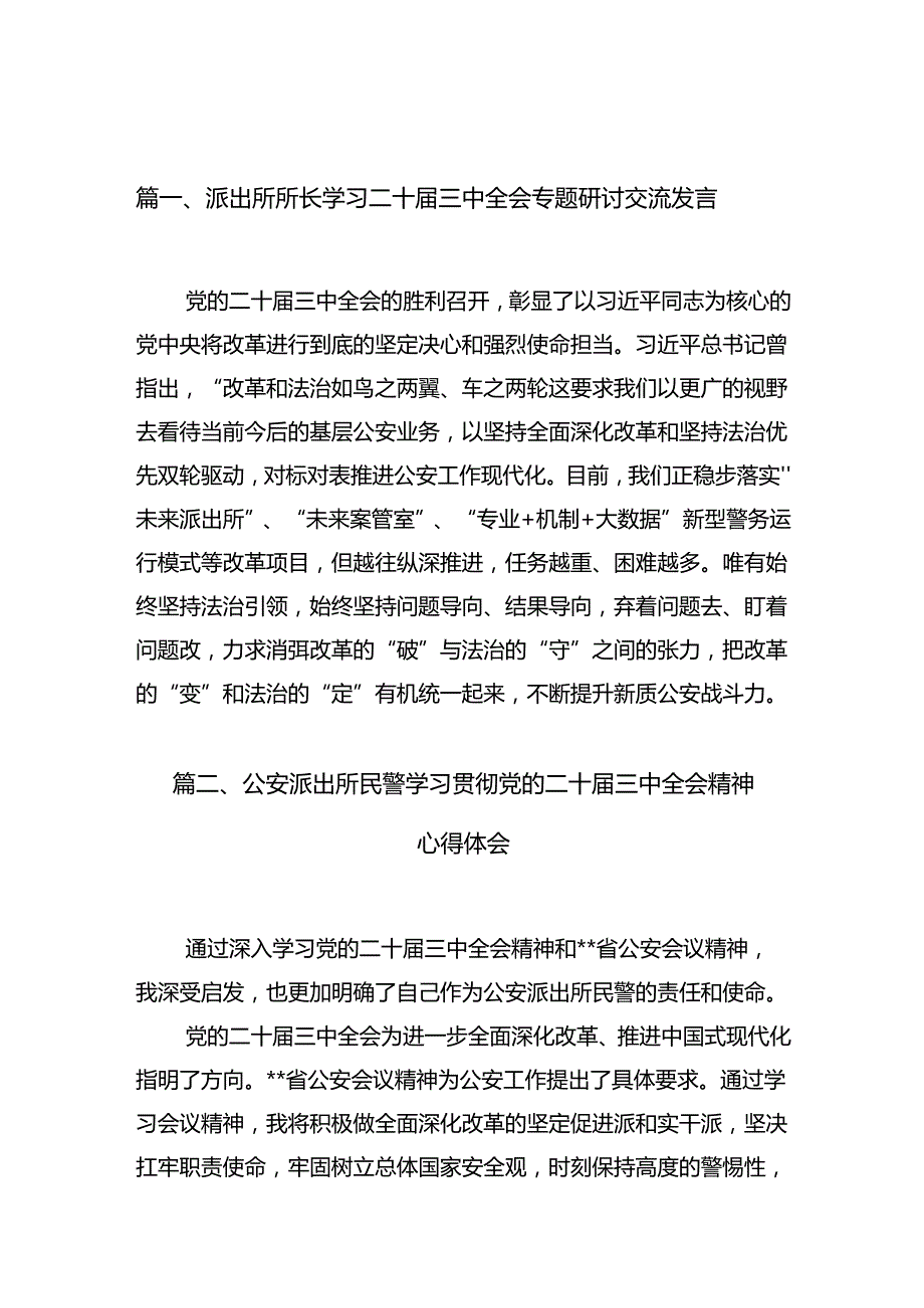 （10篇）派出所所长学习二十三中全会专题研讨交流发言范文.docx_第2页