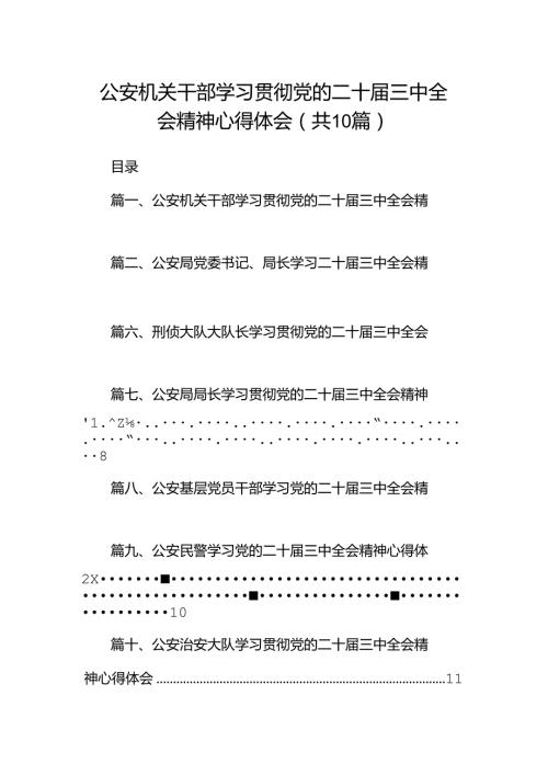 （10篇）公安机关干部学习贯彻党的二十三中全会精神心得体会（详细版）.docx