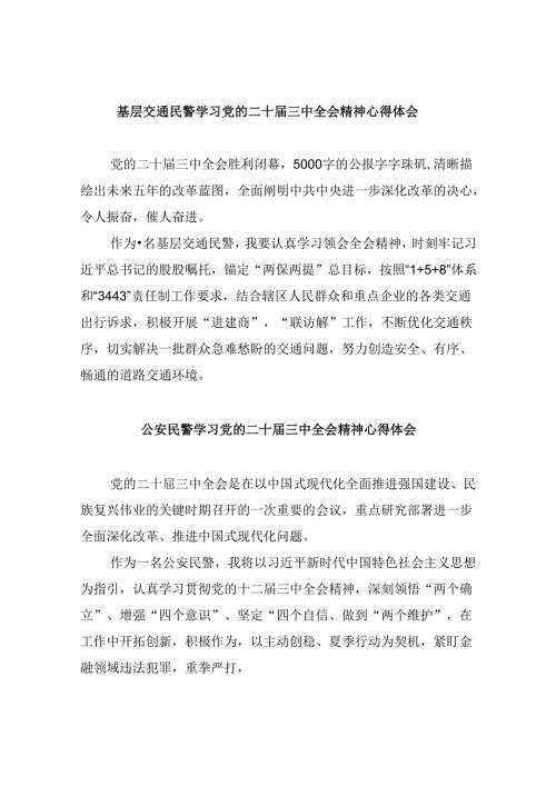 （11篇）基层交通民警学习党的二十三中全会精神心得体会范文.docx