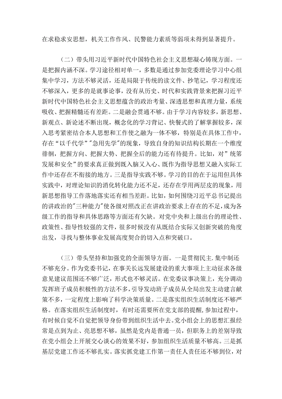 公安局局长20242025专题民主生活会个人对照检查材料.docx_第2页