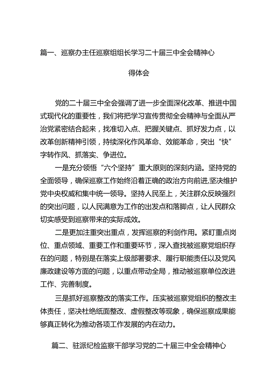 （11篇）巡察办主任巡察组组长学习二十三中全会精神心得体会精品.docx_第2页