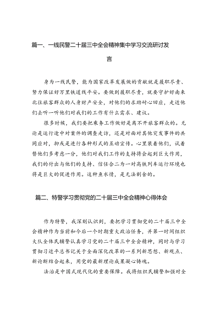 （10篇）一线民警二十三中全会精神集中学习交流研讨发言（精选）.docx_第2页