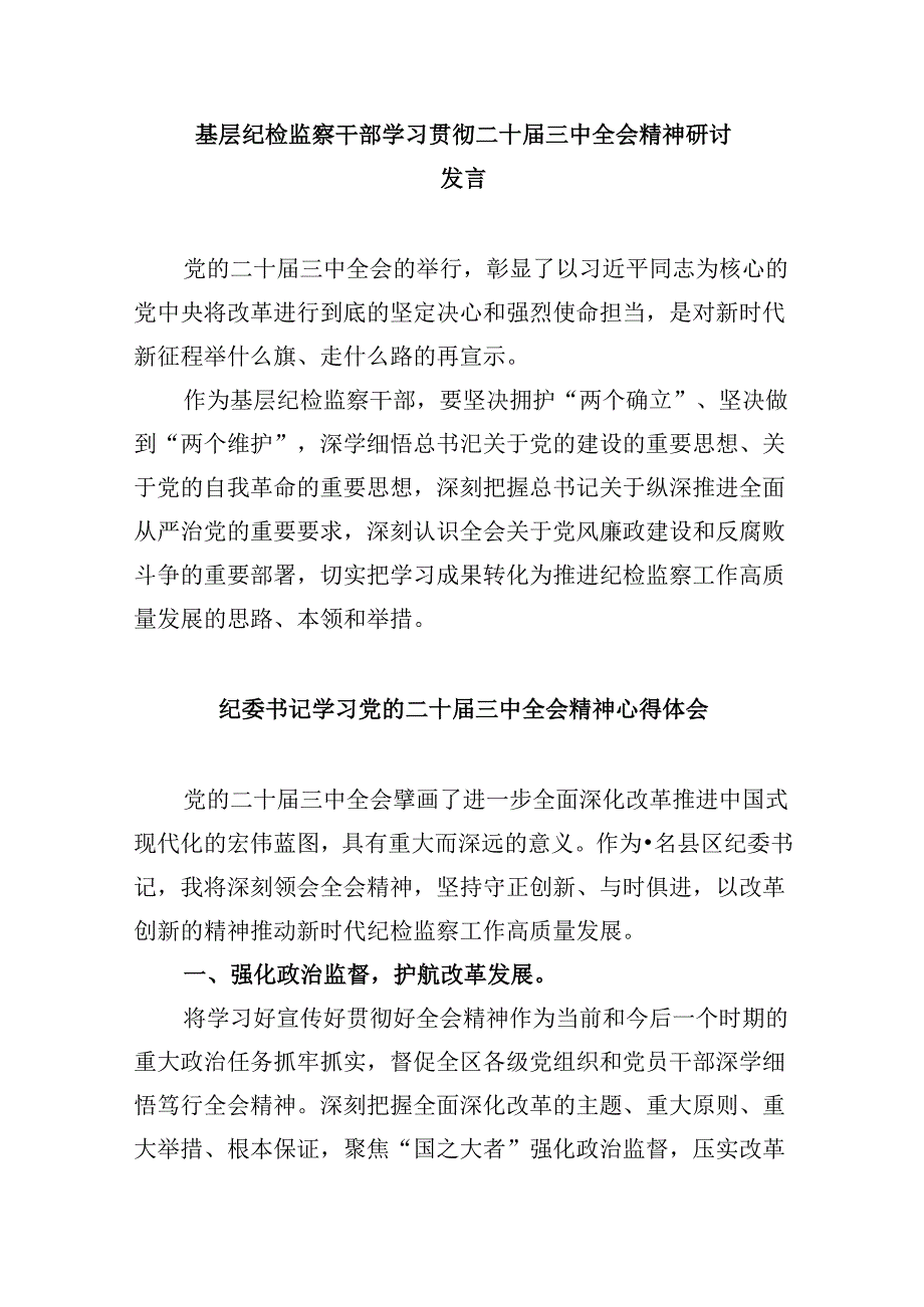 驻县公安局纪检监察组负责人学习贯彻党的二十三中全会精神心得体会5篇（最新版）.docx_第2页