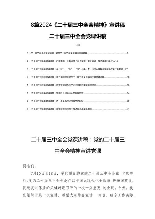 8篇2024《二十三中全会精神》宣讲稿二十三中全会党课讲稿.docx