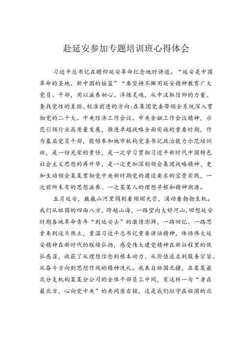 赴延安参加专题培训班心得体会.docx