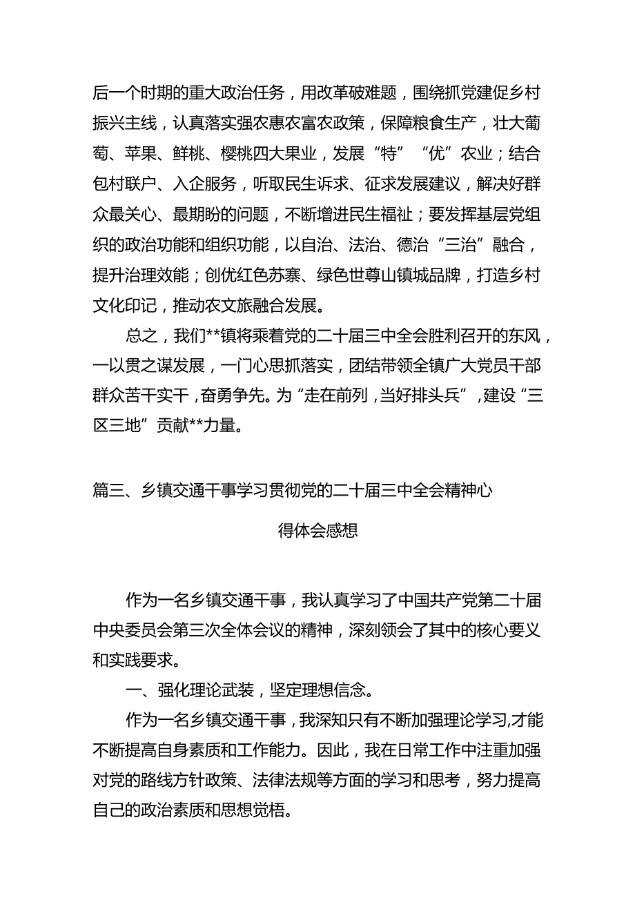 （10篇）乡镇工作者学习贯彻党的二十三中全会精神心得体会范文.docx_第3页