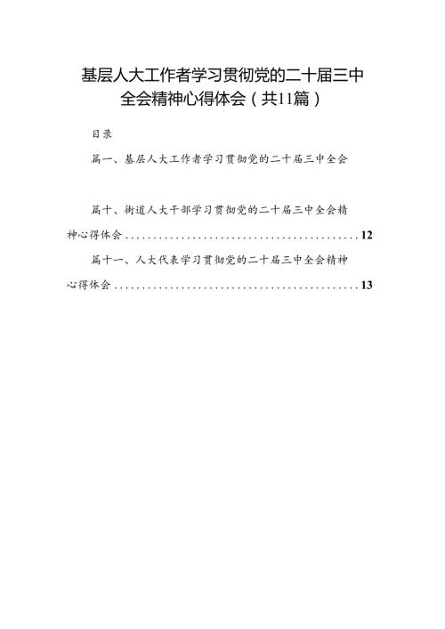 （11篇）基层人大工作者学习贯彻党的二十三中全会精神心得体会专题资料.docx