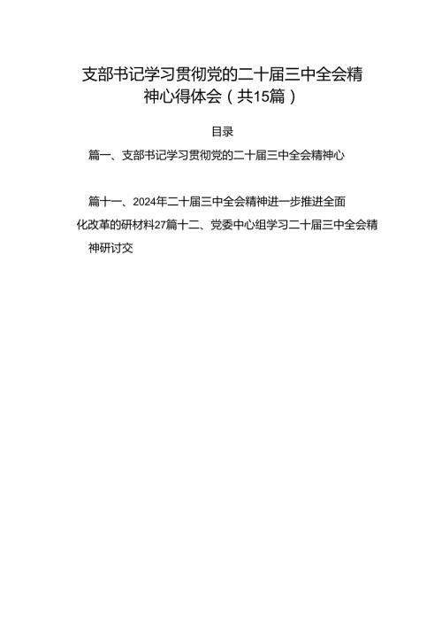 （15篇）支部书记学习贯彻党的二十三中全会精神心得体会范文.docx