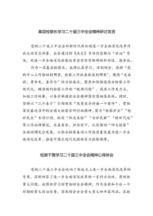 基层检察长学习二十三中全会精神研讨发言（共8篇）.docx