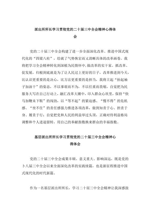 派出所所长学习贯彻党的二十三中全会精神心得体会例文8篇（最新版）.docx
