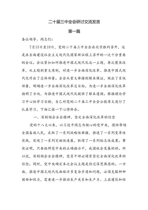 10篇二十三中全会专题研讨交流发言.docx