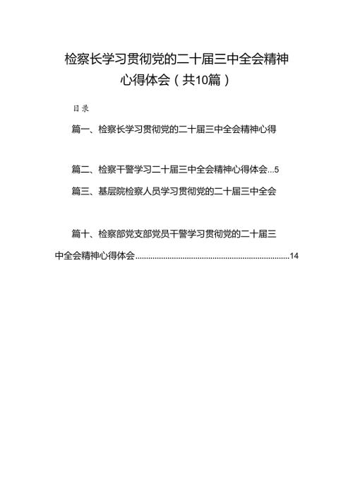 （10篇）检察长学习贯彻党的二十三中全会精神心得体会（精编版）.docx