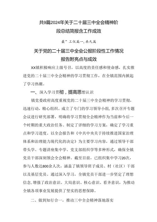 共9篇2024年关于二十三中全会精神阶段总结简报含工作成效.docx
