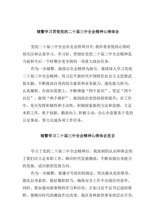 （11篇）辅警学习贯彻党的二十三中全会精神心得体会（精选）.docx