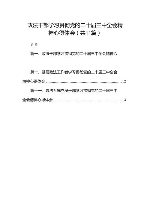 （11篇）政法干部学习贯彻党的二十三中全会精神心得体会合集供参考.docx