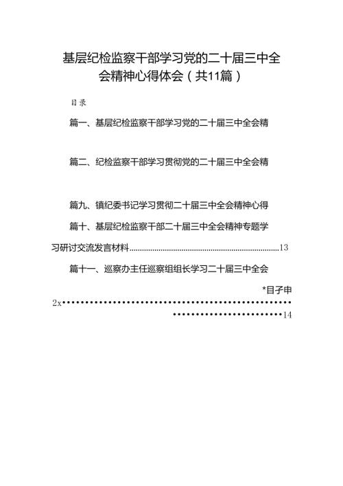 （11篇）基层纪检监察干部学习党的二十三中全会精神心得体会范文.docx