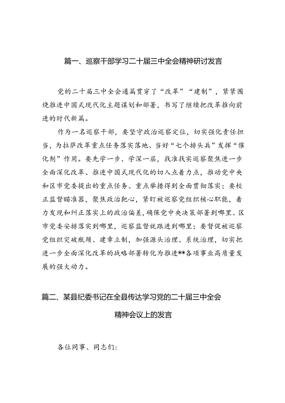 （10篇）巡察干部学习二十三中全会精神研讨发言（详细版）.docx_第2页