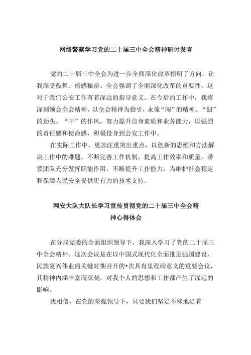（11篇）网络警察学习党的二十三中全会精神研讨发言（最新版）.docx