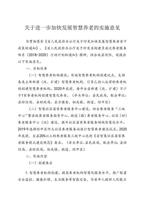关于进一步加快发展智慧养老的实施意见.docx