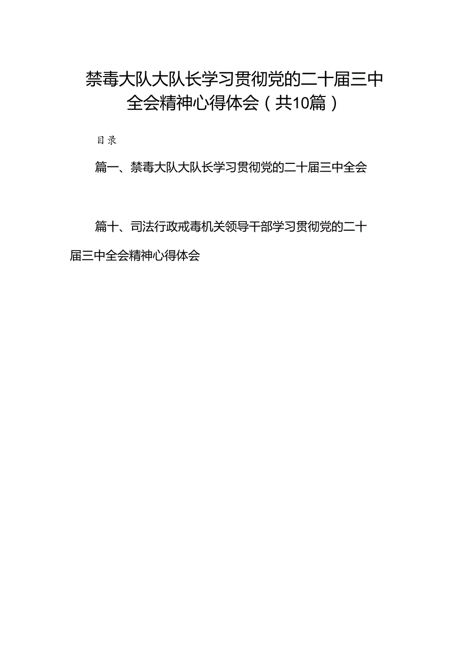 （10篇）禁毒大队大队长学习贯彻党的二十三中全会精神心得体会（详细版）.docx_第1页