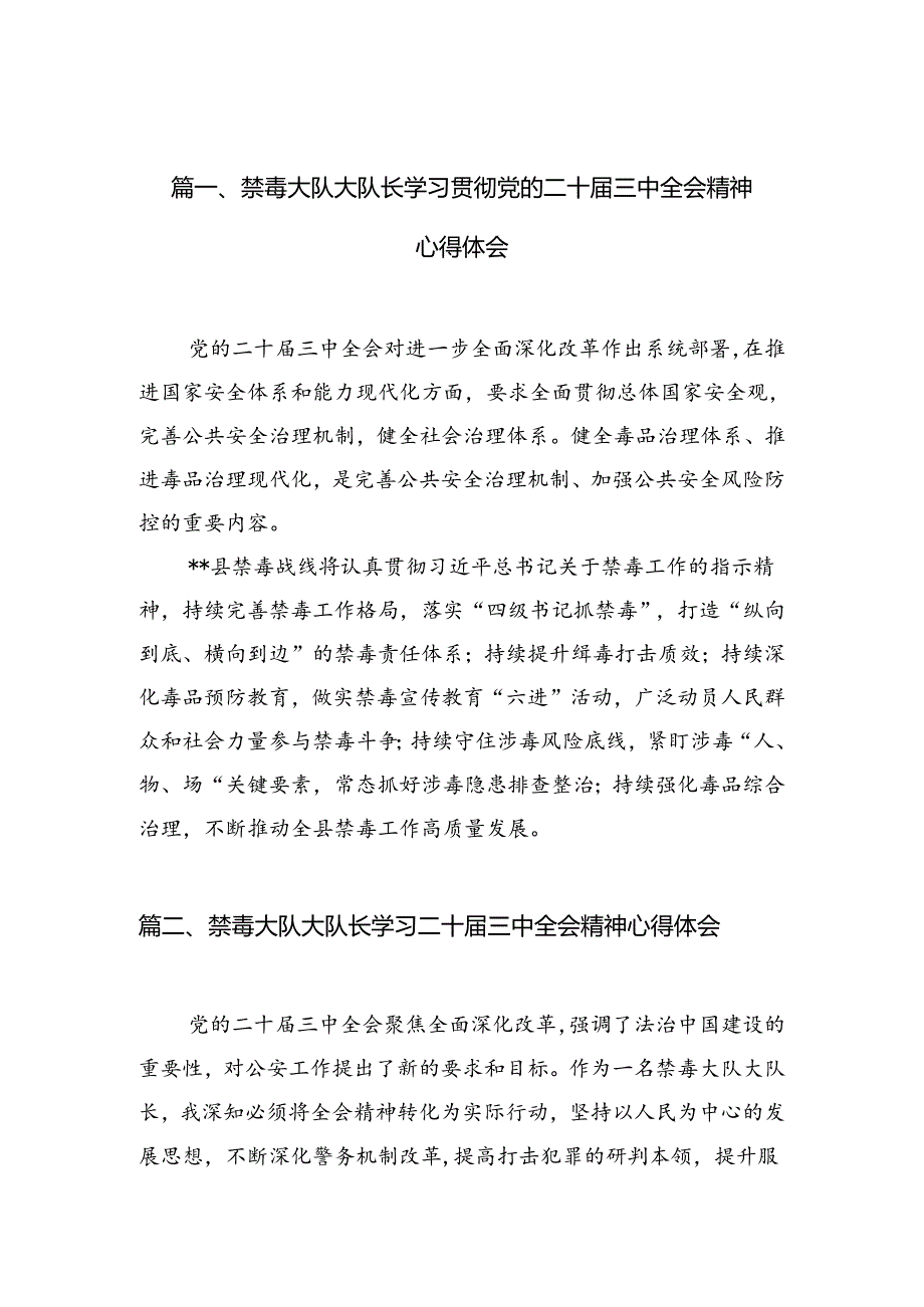 （10篇）禁毒大队大队长学习贯彻党的二十三中全会精神心得体会（详细版）.docx_第2页
