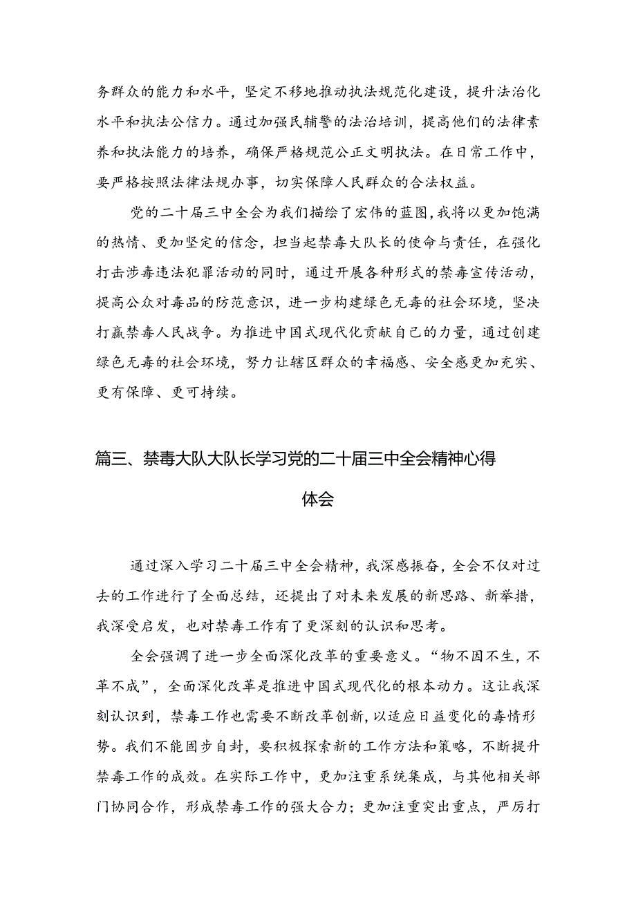 （10篇）禁毒大队大队长学习贯彻党的二十三中全会精神心得体会（详细版）.docx_第3页