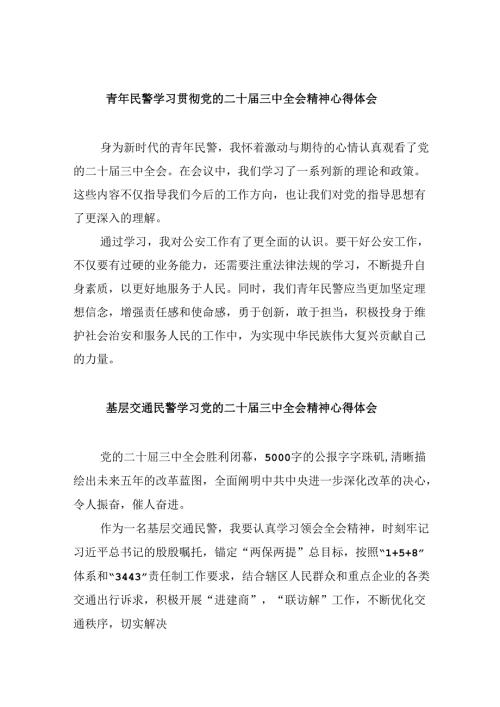 （11篇）青年民警学习贯彻党的二十三中全会精神心得体会汇编.docx