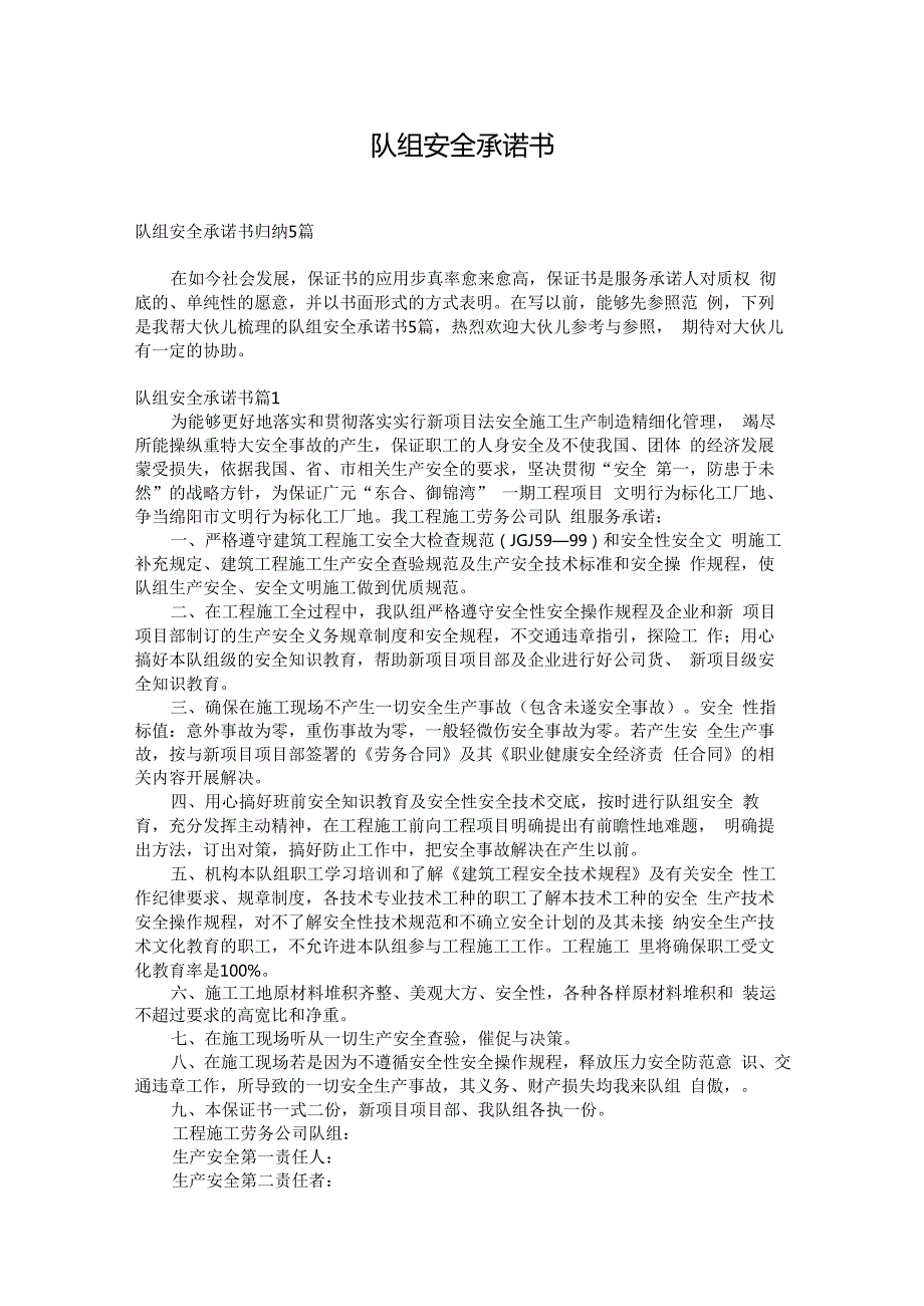 队组安全承诺书.docx_第1页