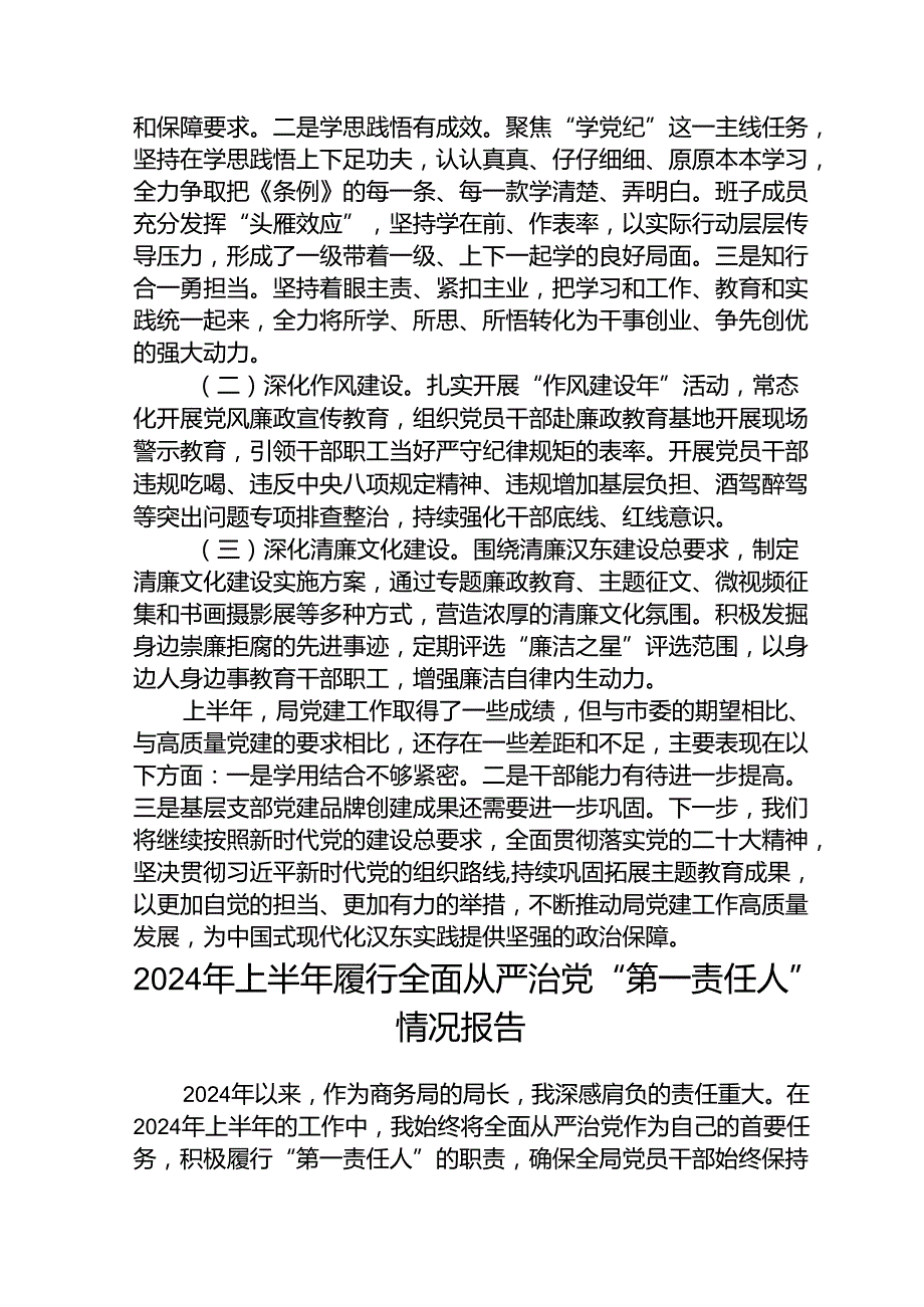 (5篇)2024上半年推进全面从严治党工作（党建）情况总结报告范文.docx_第3页