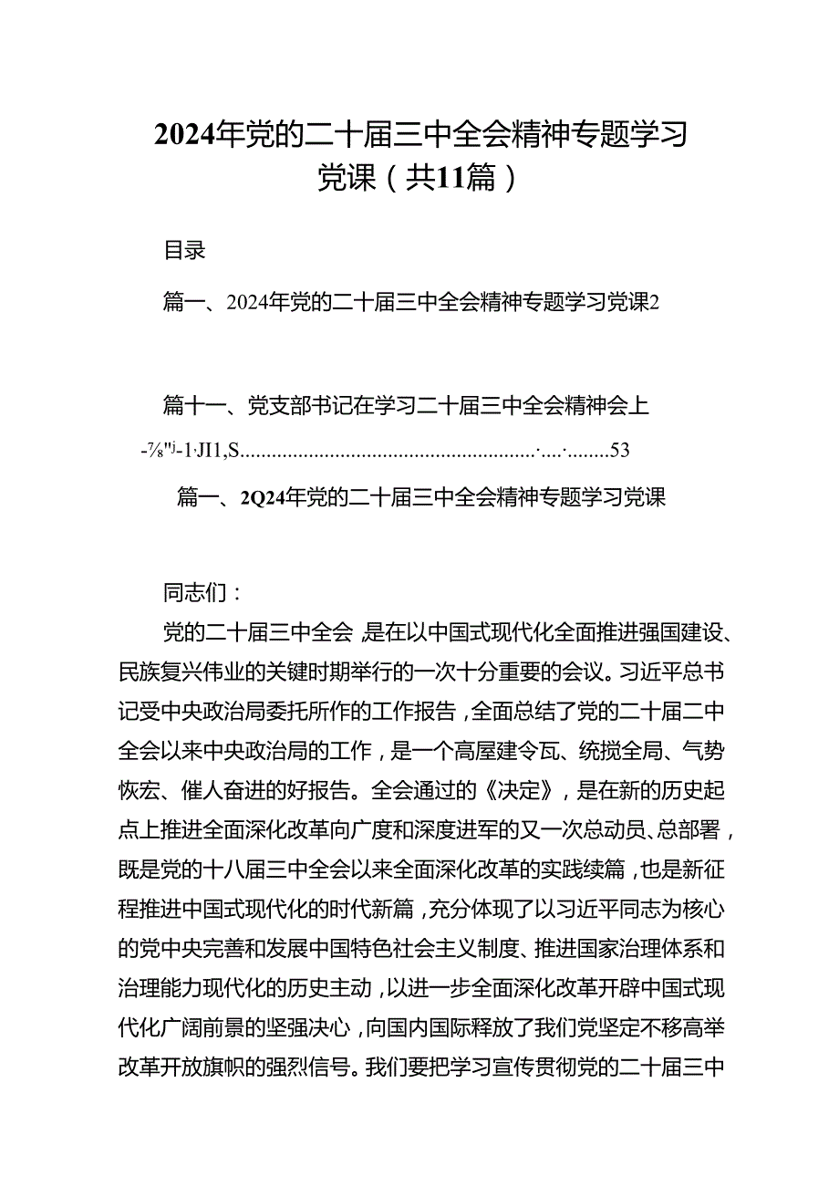 （11篇）2024年党的二十三中全会精神专题学习党课范文.docx_第1页