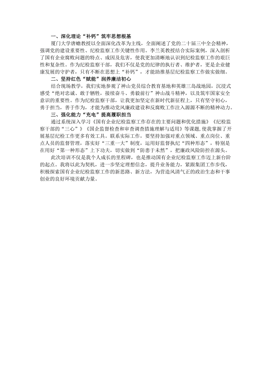 纪委书记参加集团纪检干部能力提升培训班心得交流4篇.docx_第3页