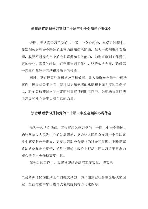 （11篇）刑事法官助理学习贯彻二十三中全会精神心得体会（精选）.docx