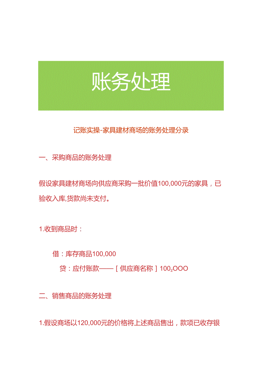 记账实操家具建材商场的账务处理分录.docx_第1页