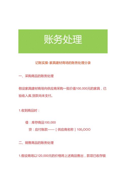 记账实操家具建材商场的账务处理分录.docx