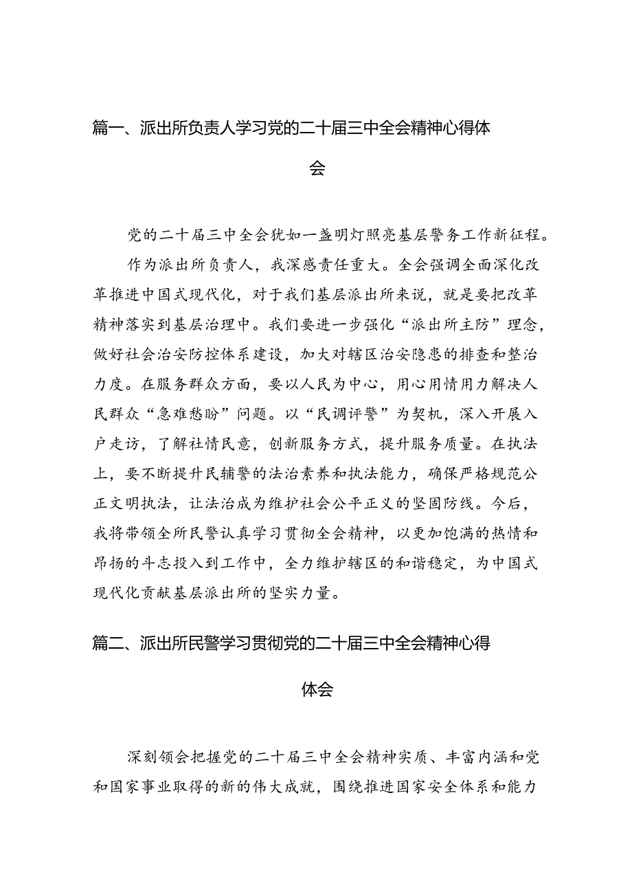 （10篇）派出所负责人学习党的二十三中全会精神心得体会（最新版）.docx_第3页