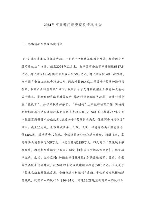 2024年市直部门巡查整改情况报告.docx