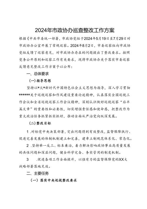 2024年市政协办巡查整改工作方案.docx